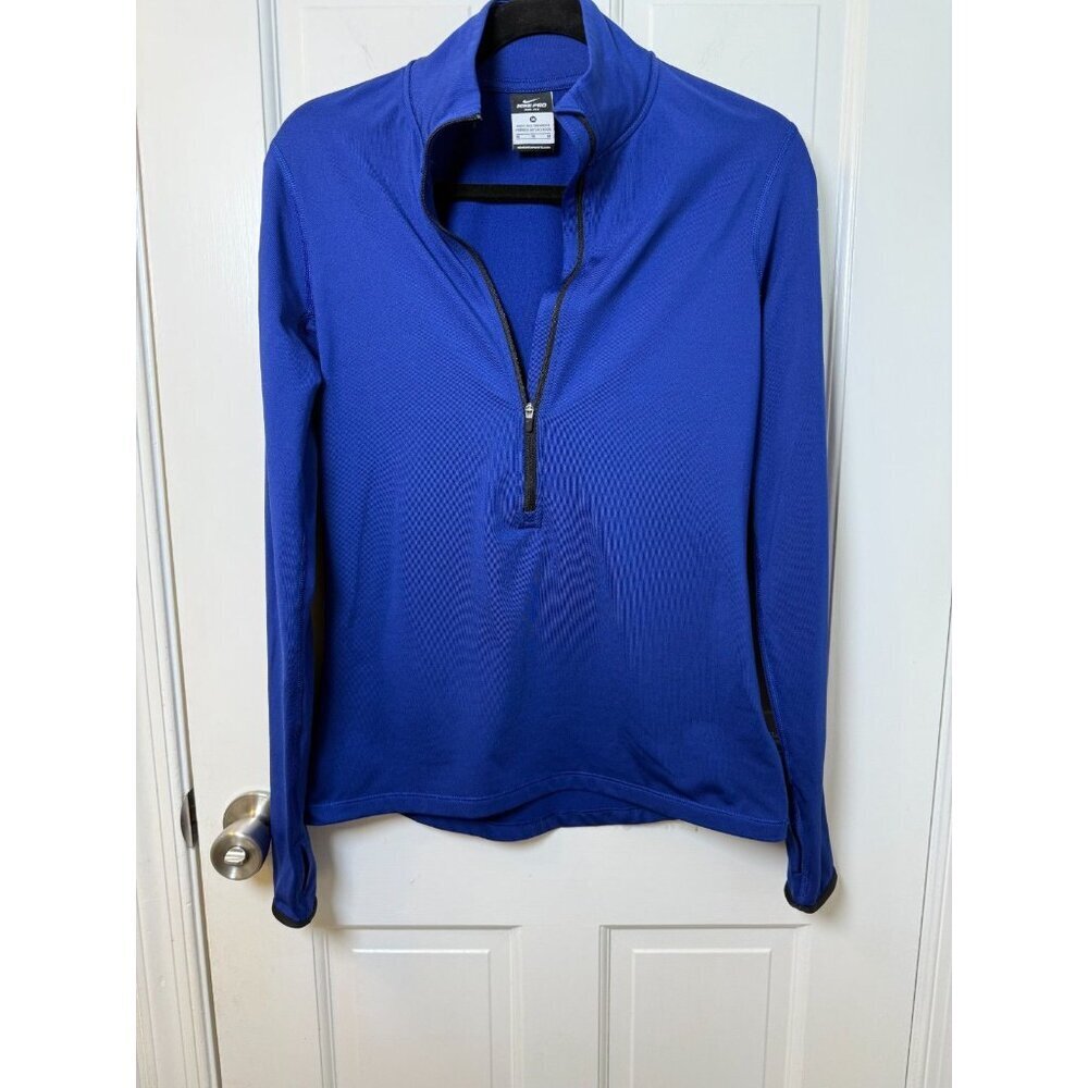 Nike PRO Women's 1/4 Zip Bright Blue Dri Fit Top - Size Medium